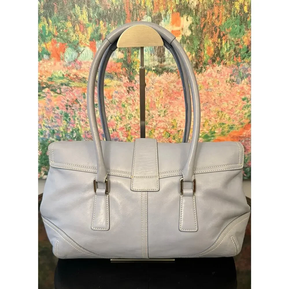 EUC Vintage Coach 9550 Soho Flap Satchel Handbag Light Blue